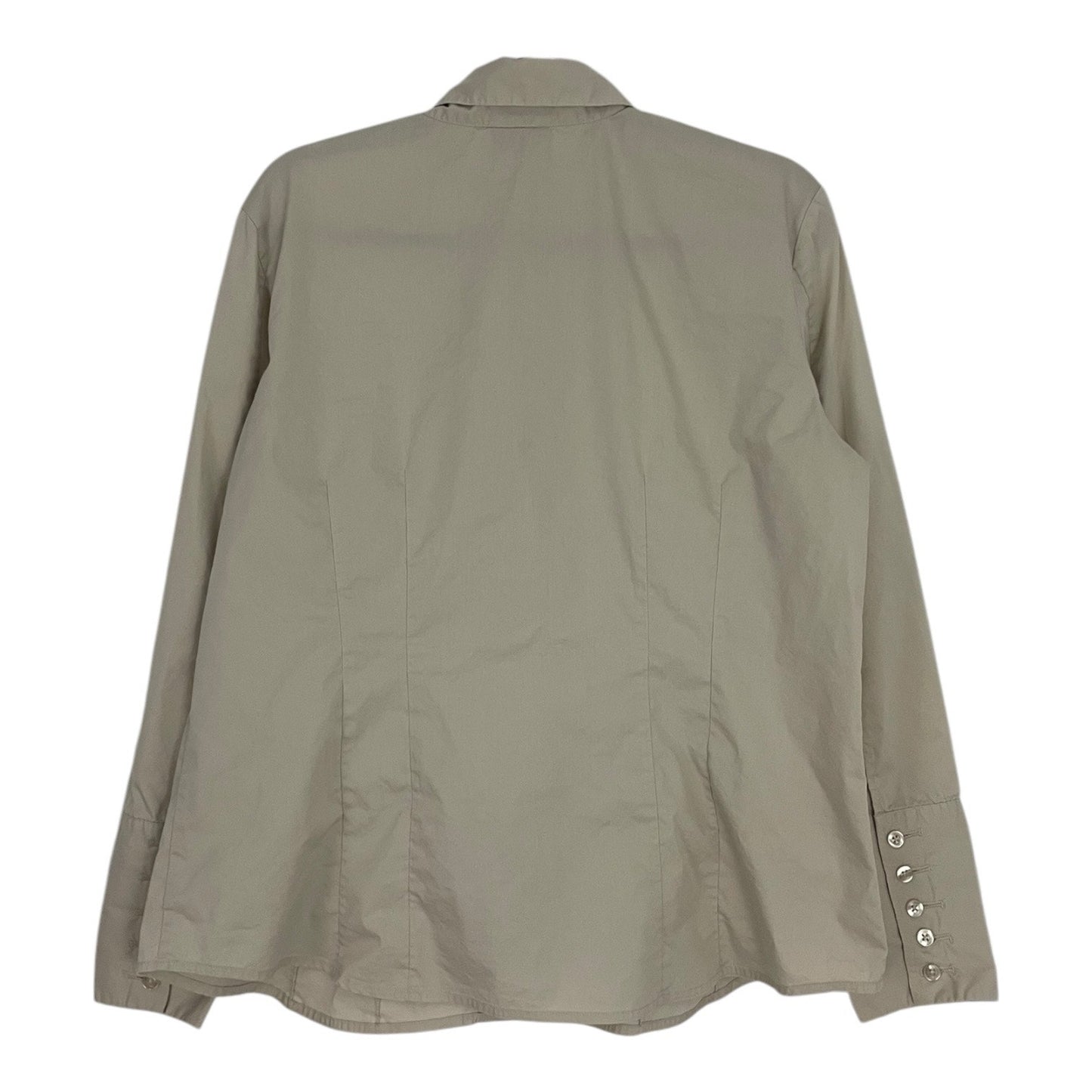 Willi Smith Stretch Beige Button Down Collared Blouse