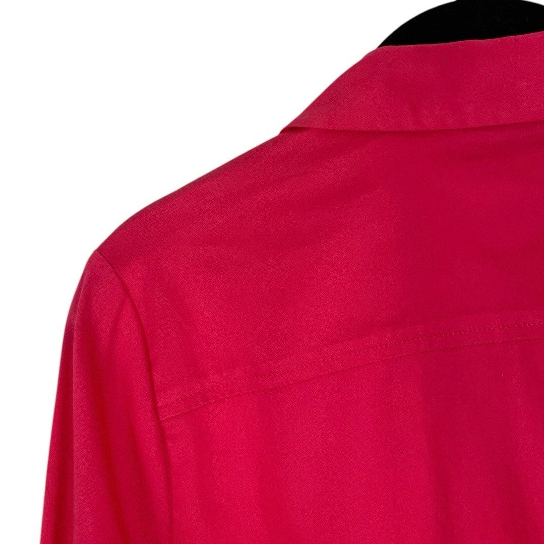 NWT Apt. 9 Essentials Vibrant Rouge Red Button Down Long Sleeve Blouse