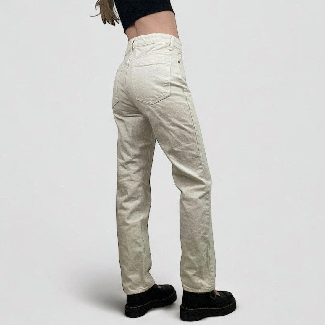H&M Denim Cream High Rise Jeans