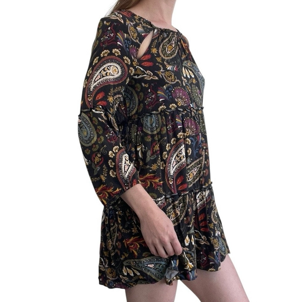 American Eagle Outfitters Long Sleeve Boho Open Back Mini Dress