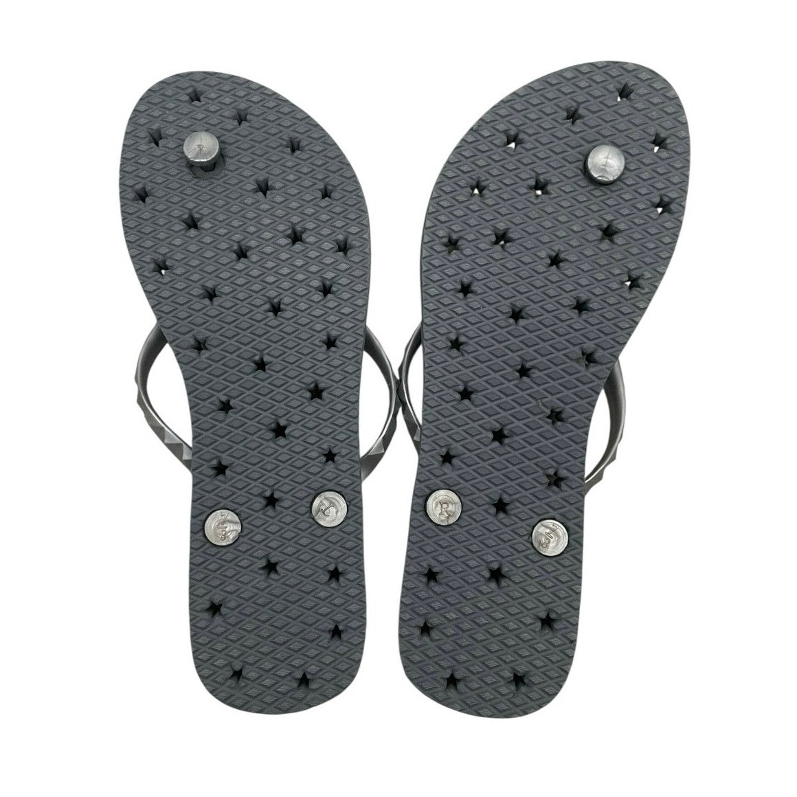 Grey & Silver Star Cutout Flip Flop Sandals