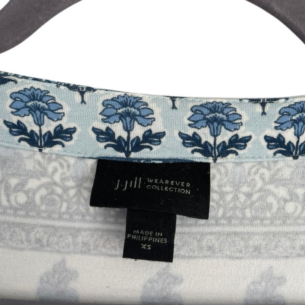 J. Jill Wearever Blue & White Boho Dress with Pockets