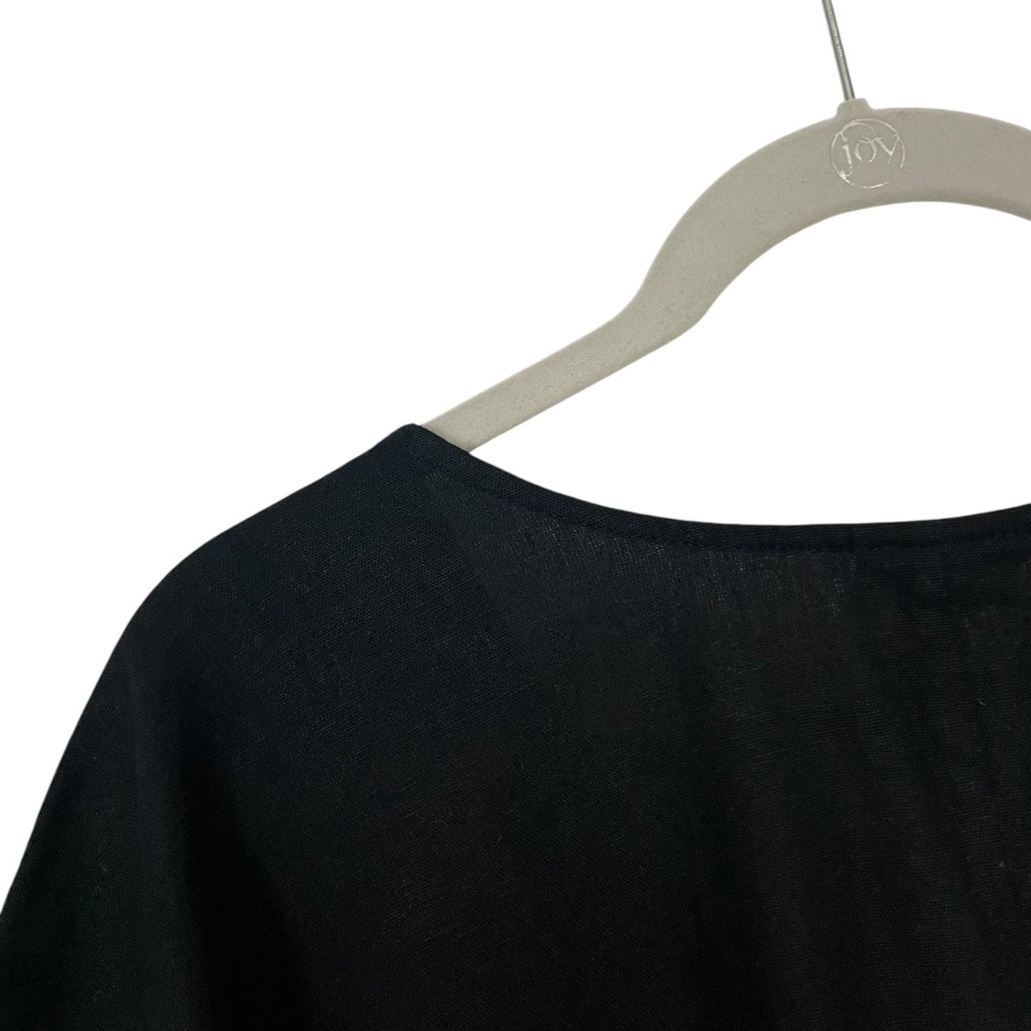 Ava & Viv Black V-Neck Short Sleeve Tie Blouse