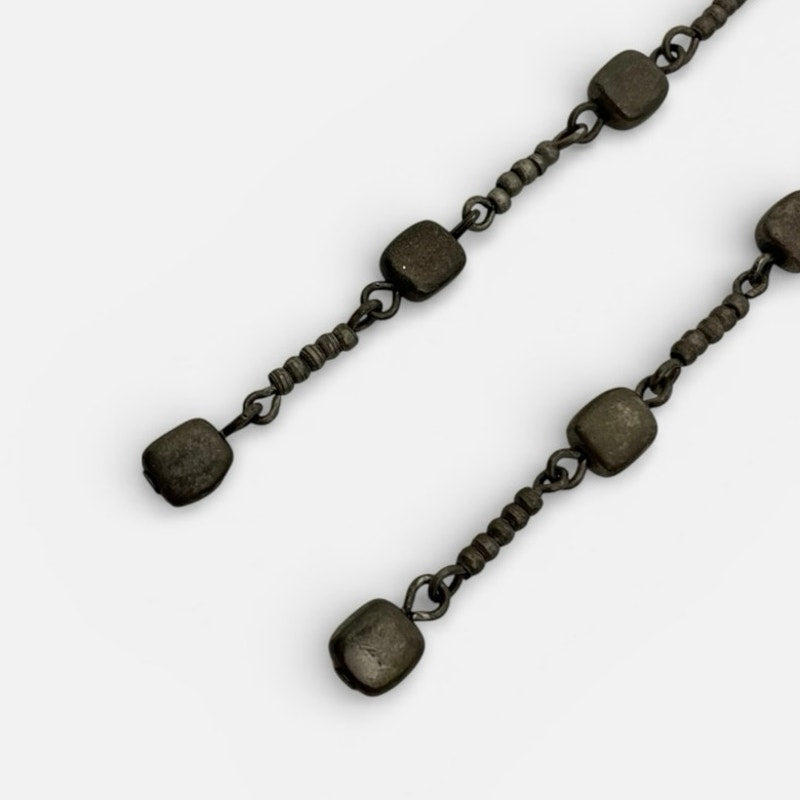 Vintage Silver Chain Beaded Dangle Earrings