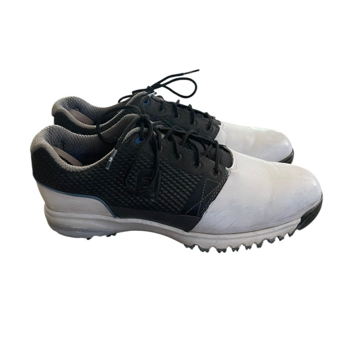 Footjoy Mens Black & White Contour Fit Softspikes Golf Shoes