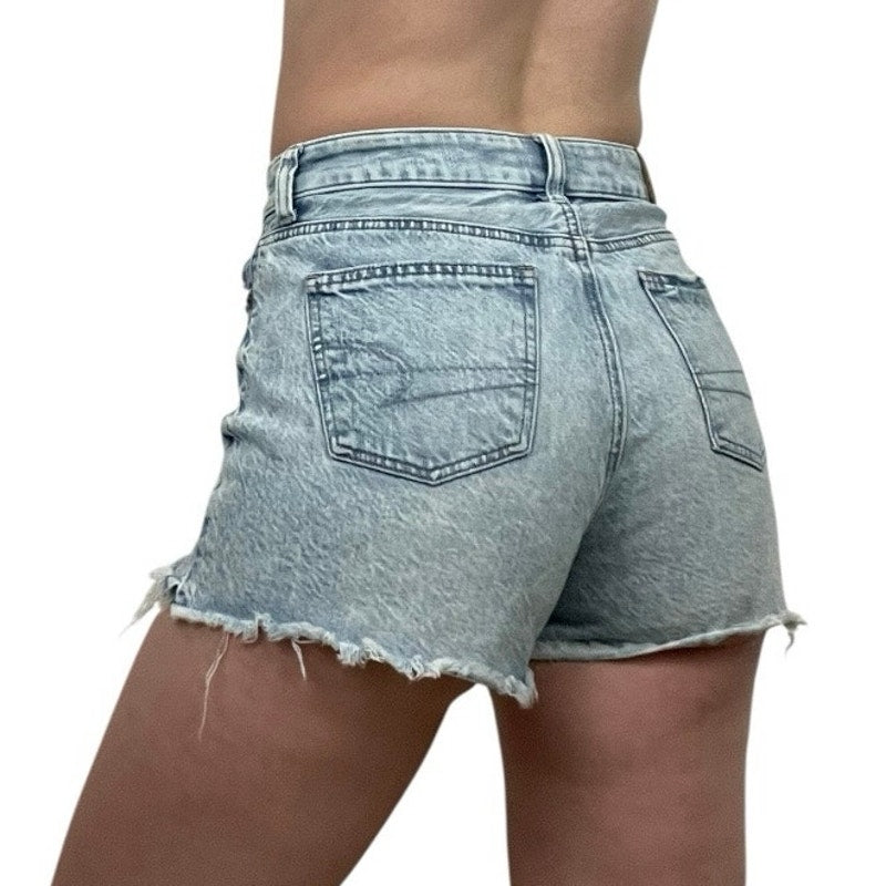 American Eagle Comfort Stretch Waistband Distressed Mini Jean Shorts