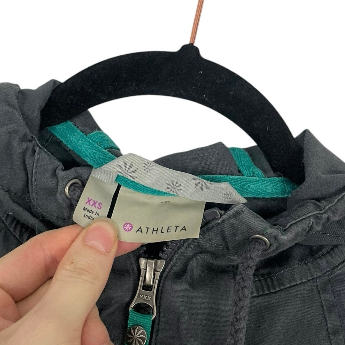 Athleta Grey Hooded Zip Up Jacket