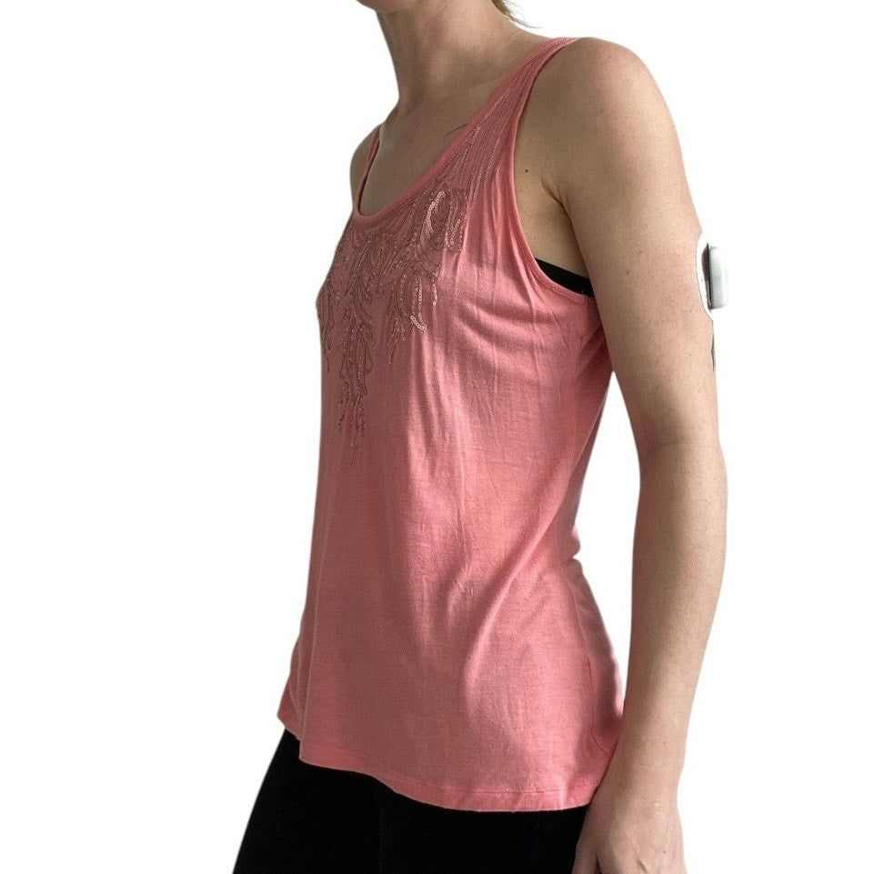 Apt. 9 Pink & Gold Sequin Beaded Tank Top