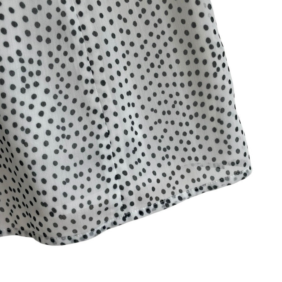 Doncaster White & Black Polka Dot Sheer V-Neck Tank Top Blouse