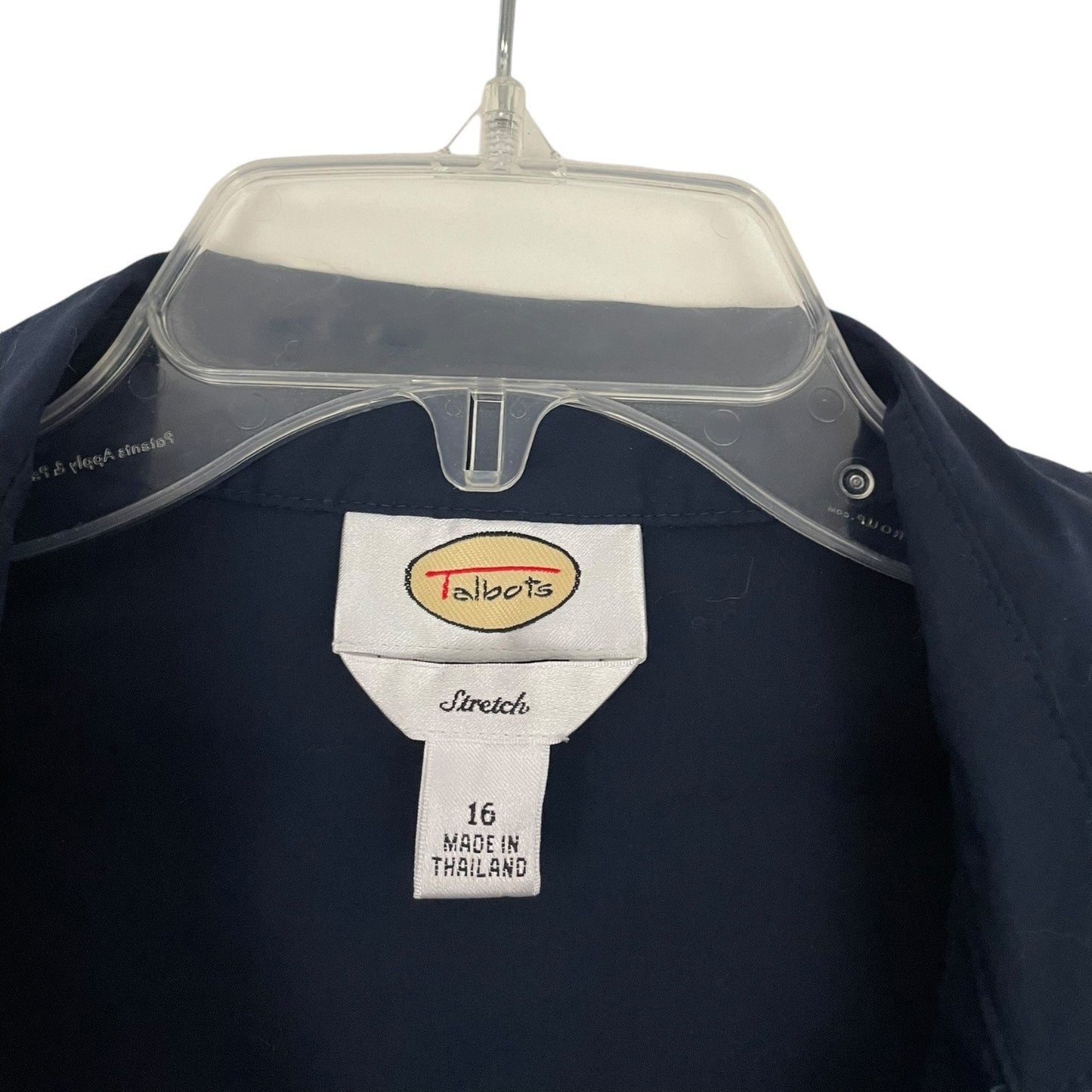 Talbots Navy Blue Stretch Long Sleeve Button Down Blouse