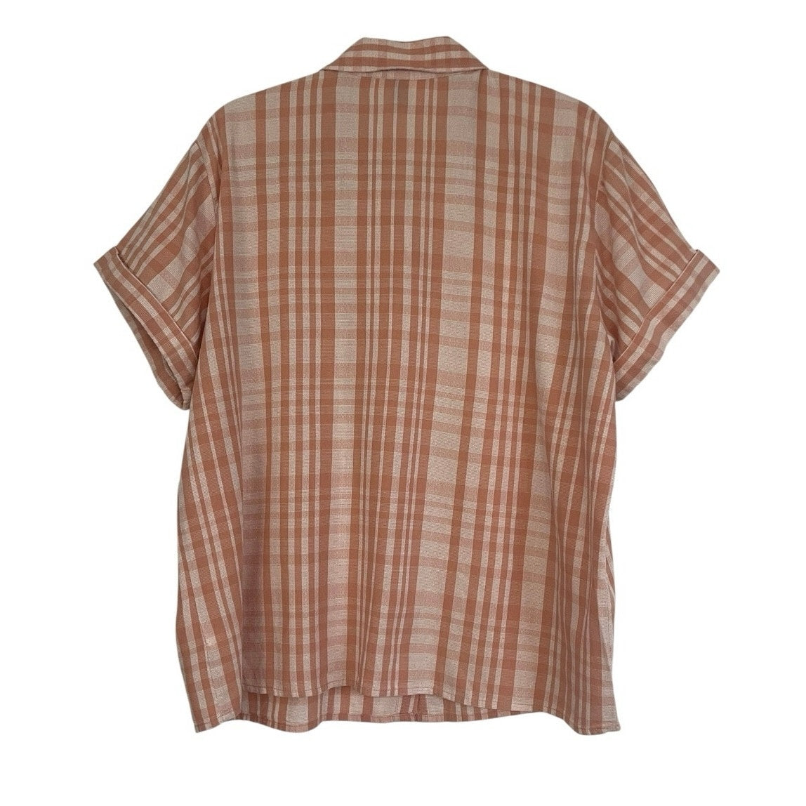 Universal Thread Orange Plaid Button Down Short Sleeve Blouse