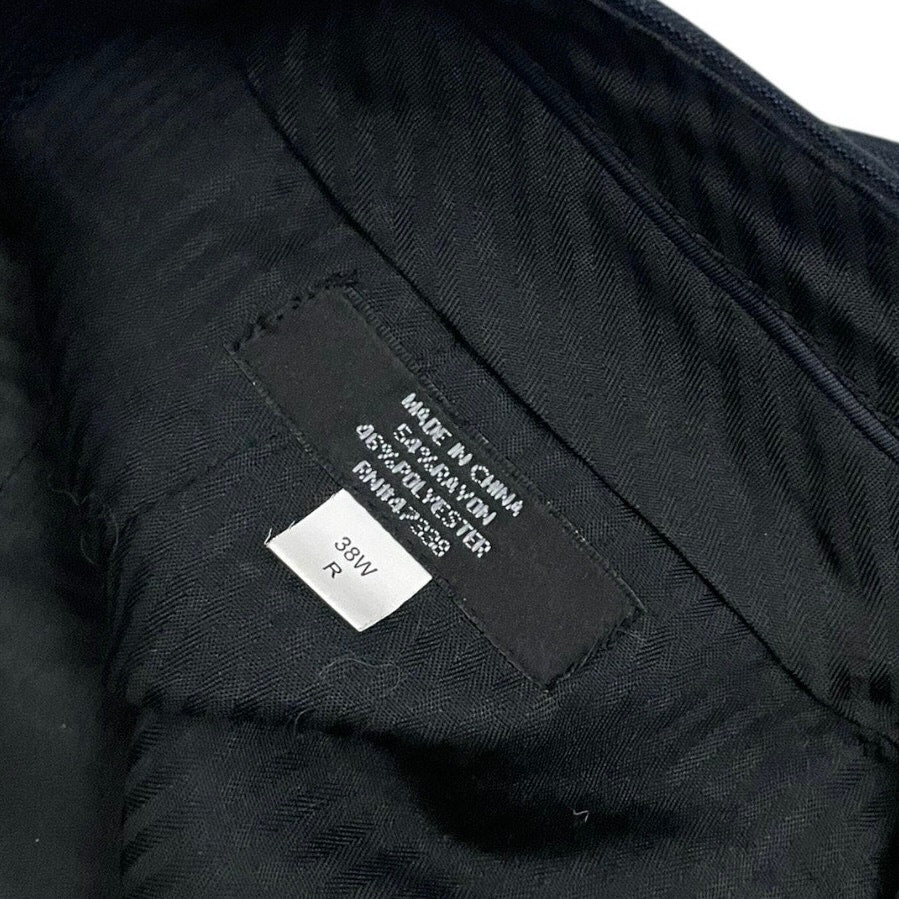 Mens Black Pleated Front Cuffed Tailored Dress Pants