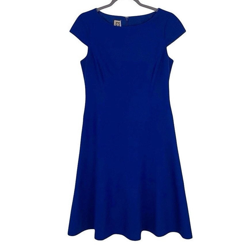 Anne Klein Vibrant Blue A-Line Short Sleeve Dress