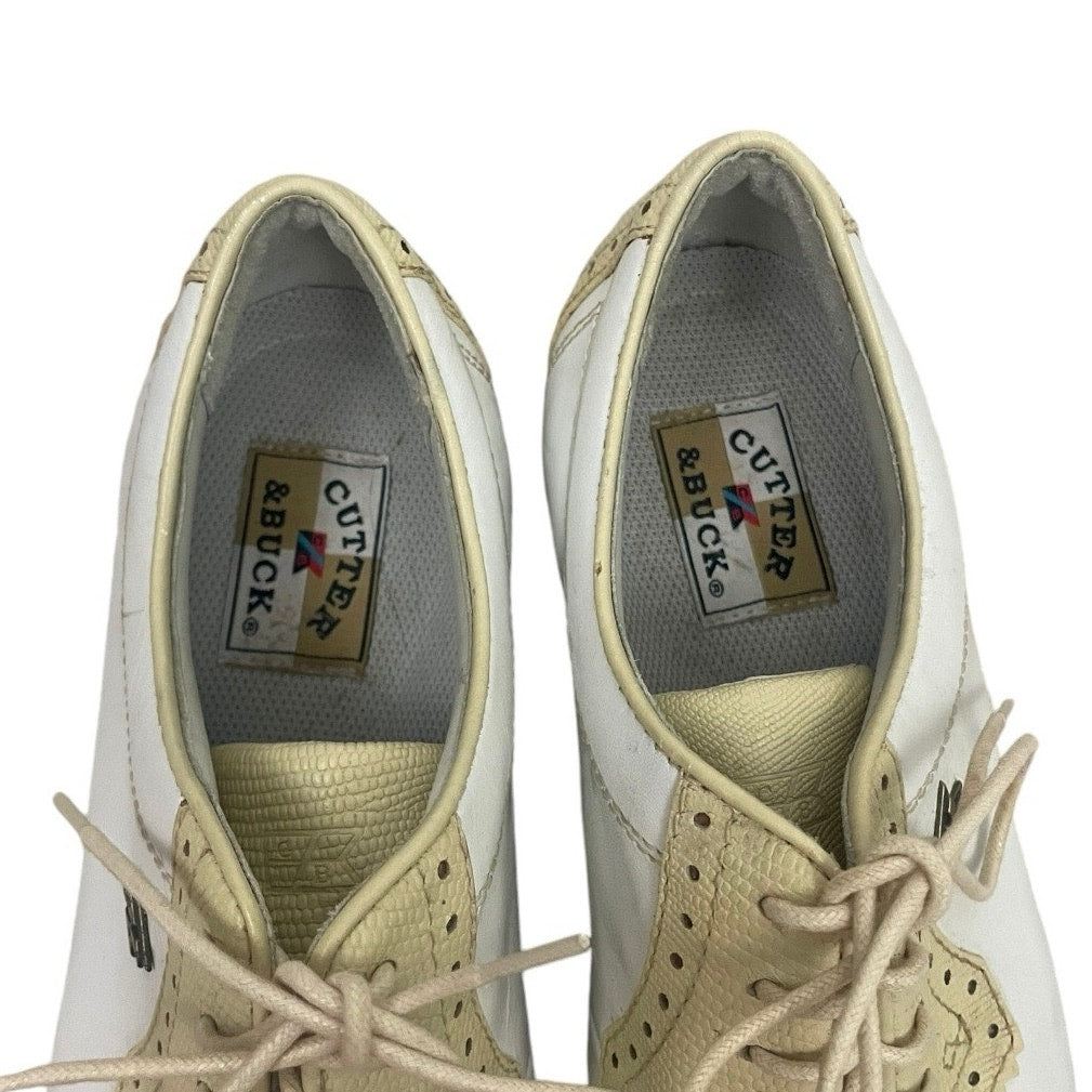 Cutter & Buck Leather White and Cream Lace Up Golf Shoes