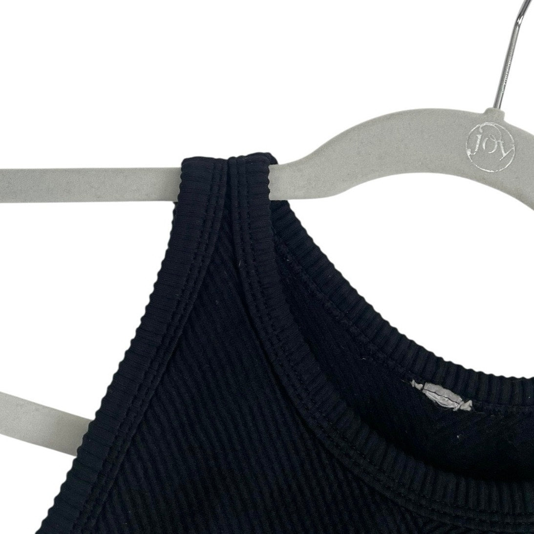 Black Ribbed Cropped Tank Top