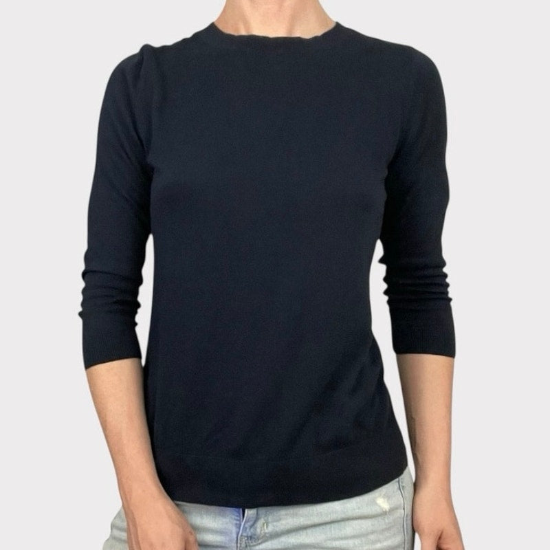 1901 Navy Blue Quarter Sleeve Sweater