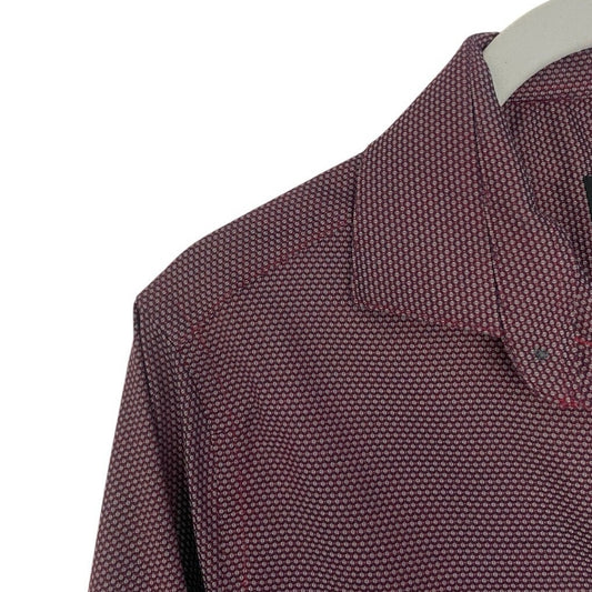Kenneth Cole Mens Red Polka Dot Slim Fit Button Down Dress Shirt