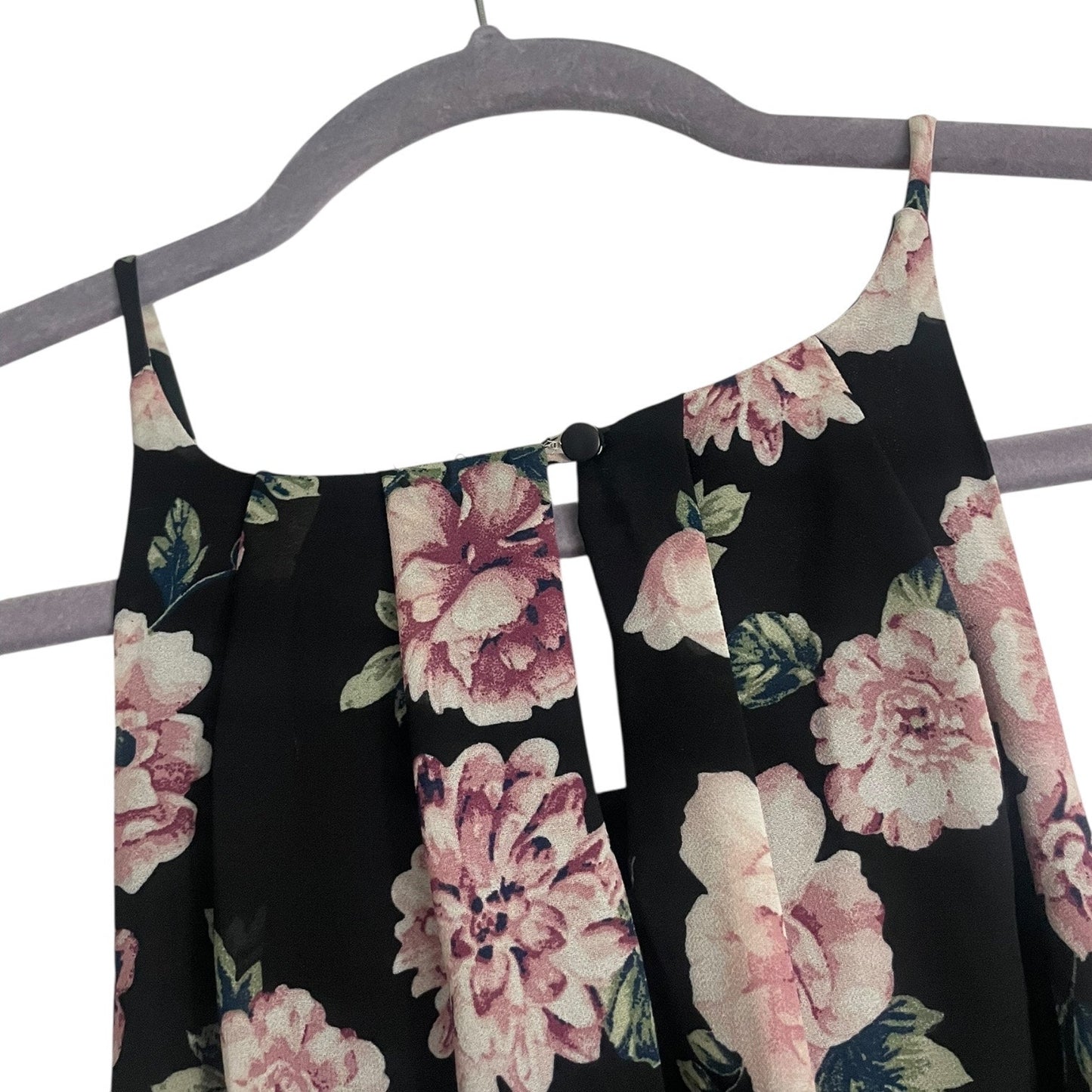 Blue Rain Black & Pink Floral A-Line Mini Dress