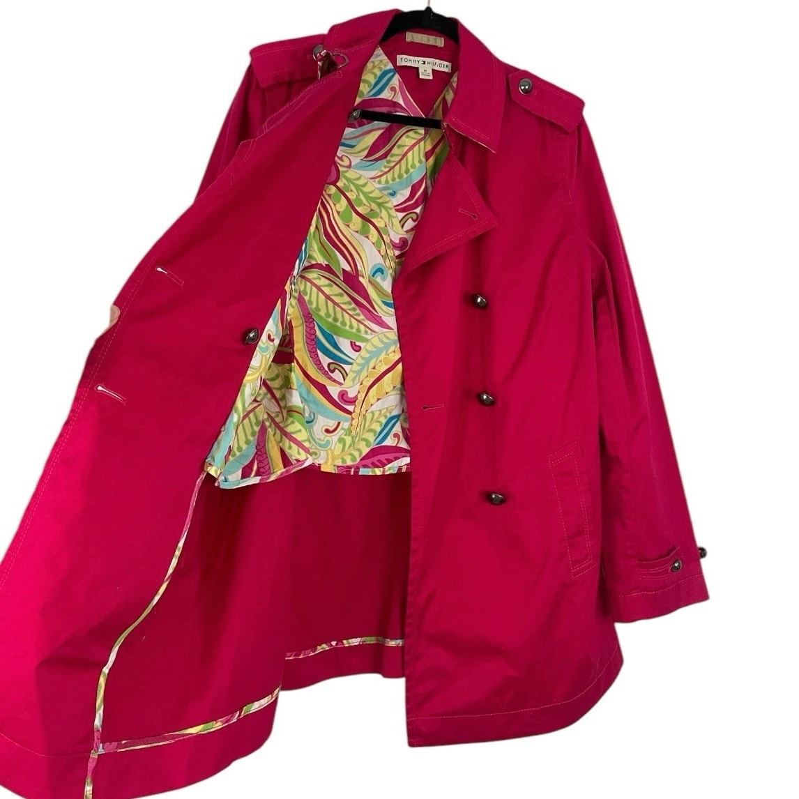 Tommy Hilfiger Vibrant Pink Button Down Collared Coat