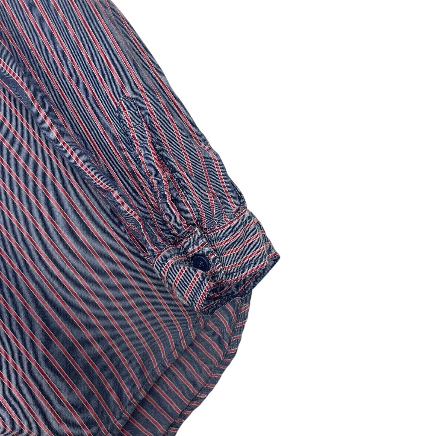 BeachLunchLounge Blue & Red Striped Long Sleeve Button Down Blouse