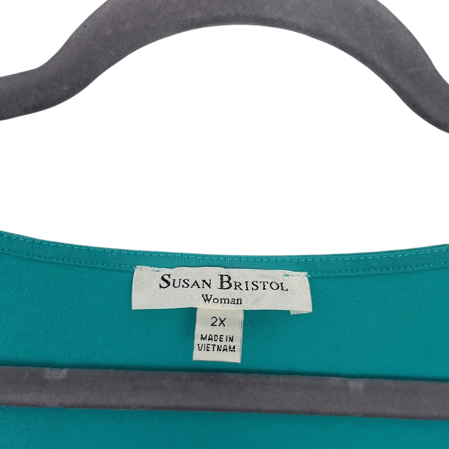 Susan Bristol Blue Crewneck Cropped Sleeve Blouse