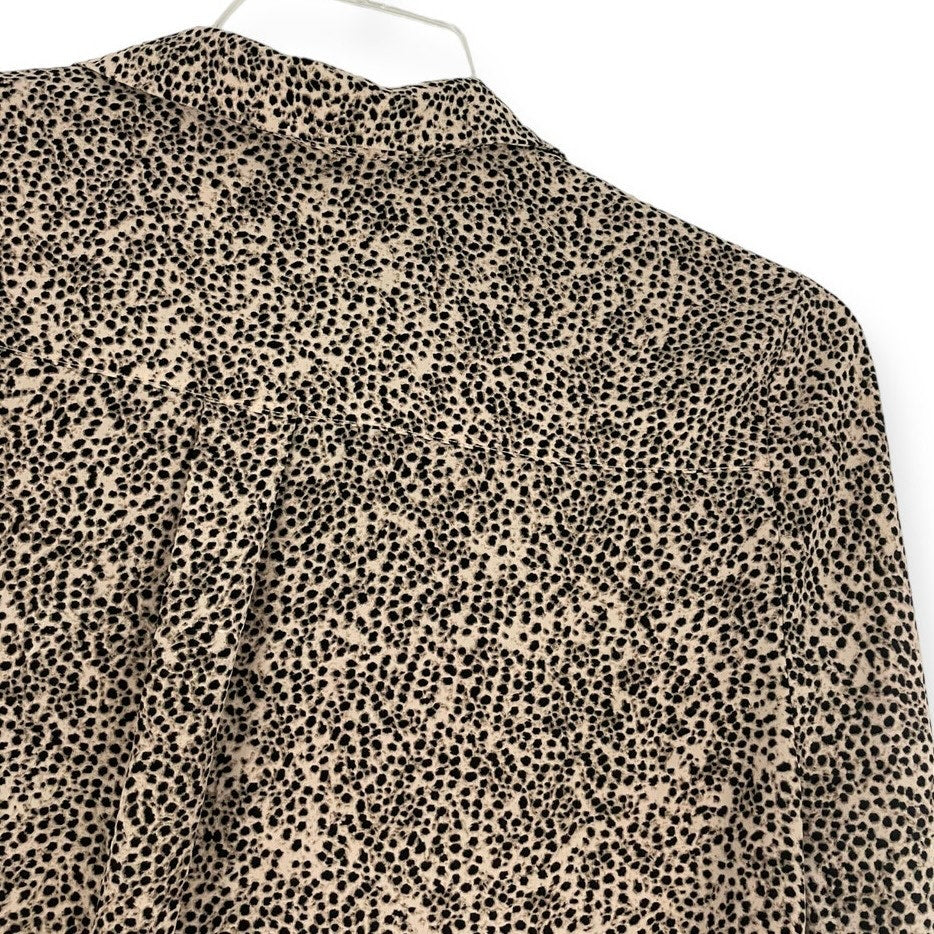 H&M Silky Cheetah Print Long Sleeve Button Down Blouse