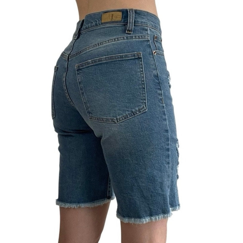 Supplies Distressed Midi Bermuda Denim Jean Shorts