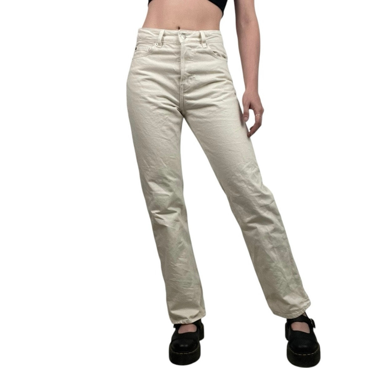 H&M Denim Cream High Rise Jeans