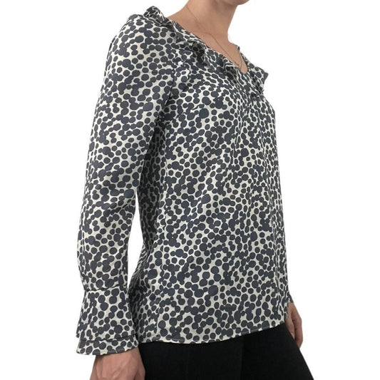 Banana Republic Blue & White Polka Dot Long Sleeve Blouse