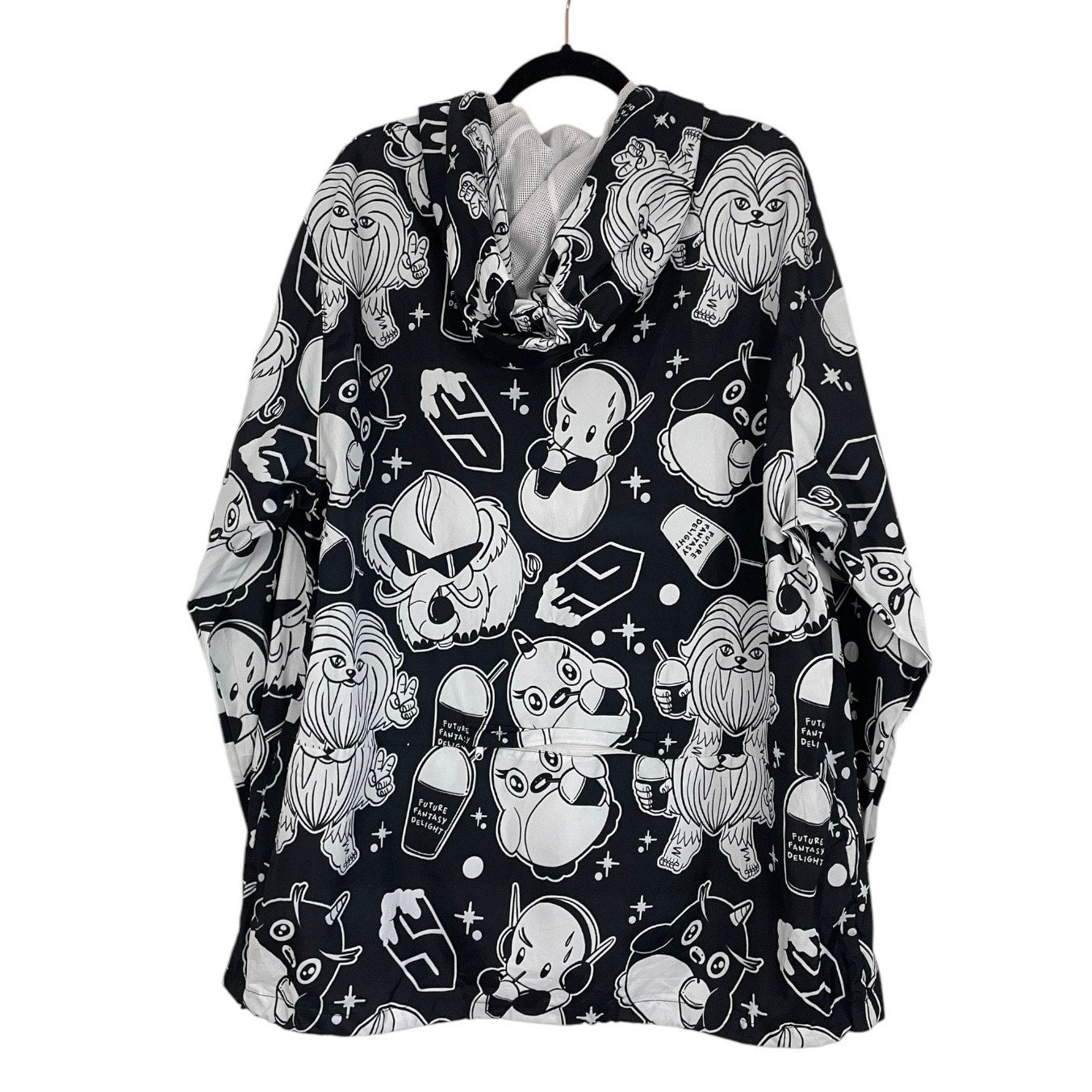 Future Fantasy Delight Black and White Windbreaker Hoodie Quarter Zip