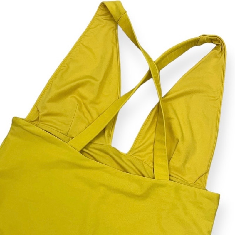 Bright Yellow Plunge Neck Cross Back One Piece Swim Suit