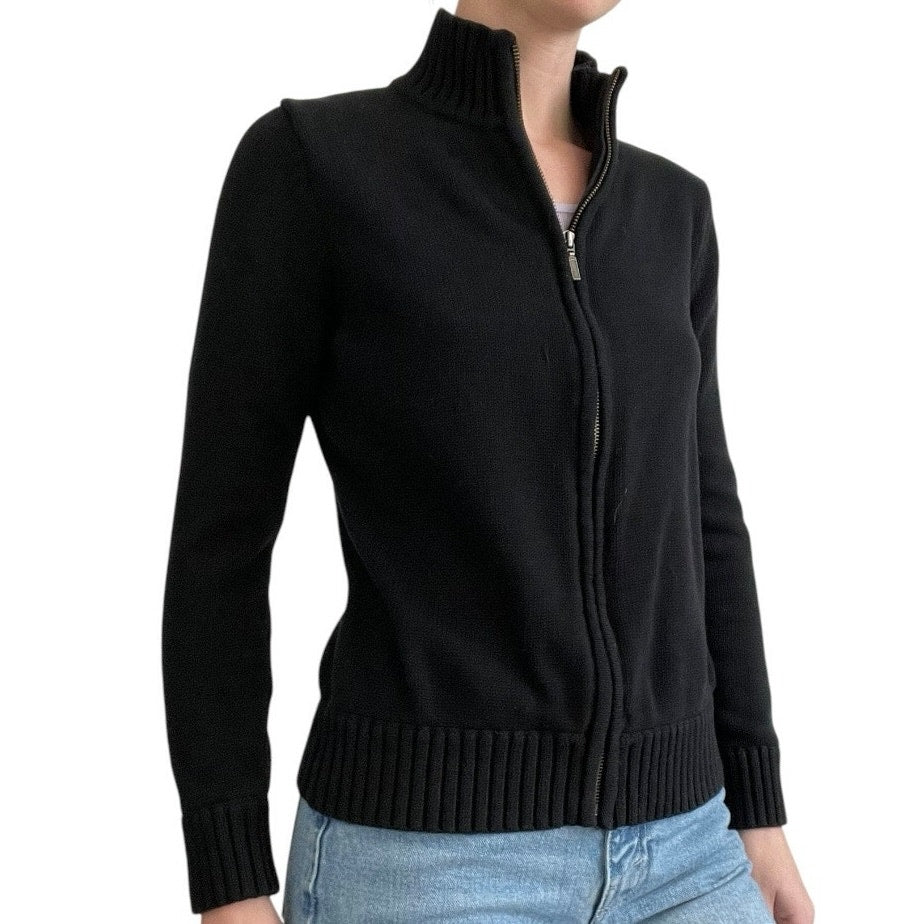 Croft & Barrow Black Knit Zip Up Jacket