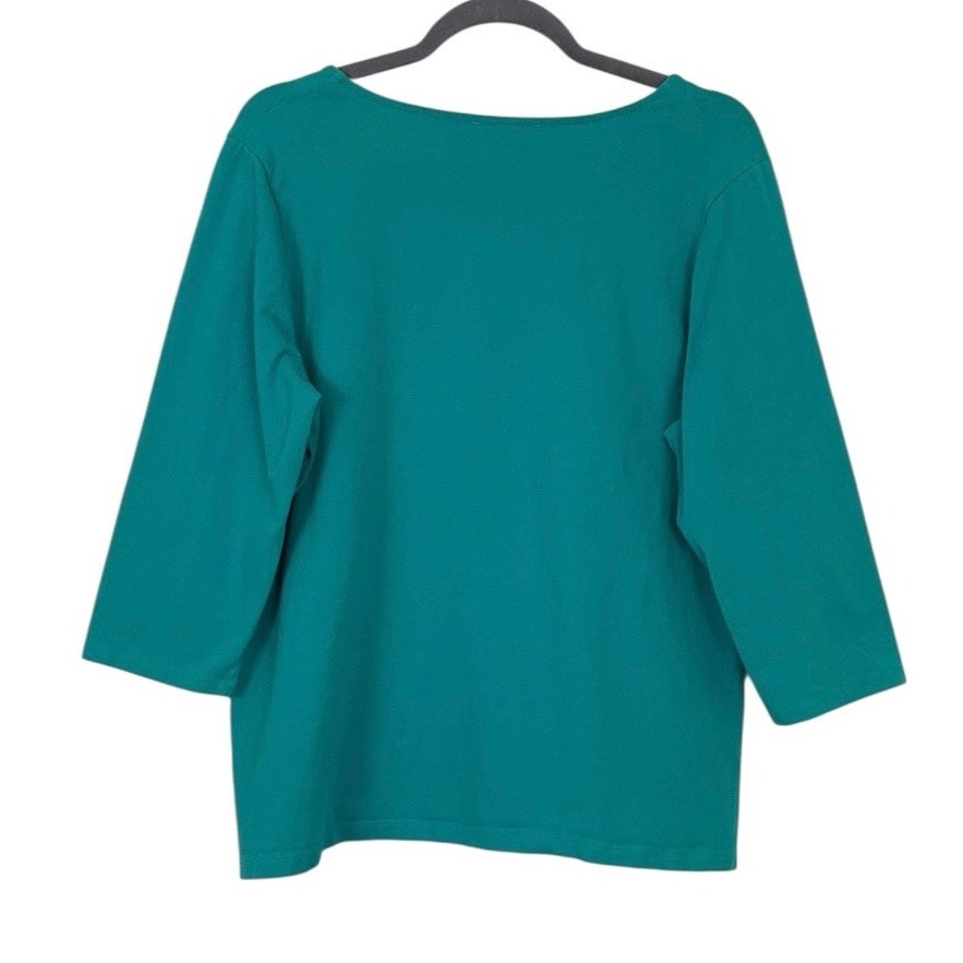 Susan Bristol Blue Crewneck Cropped Sleeve Blouse