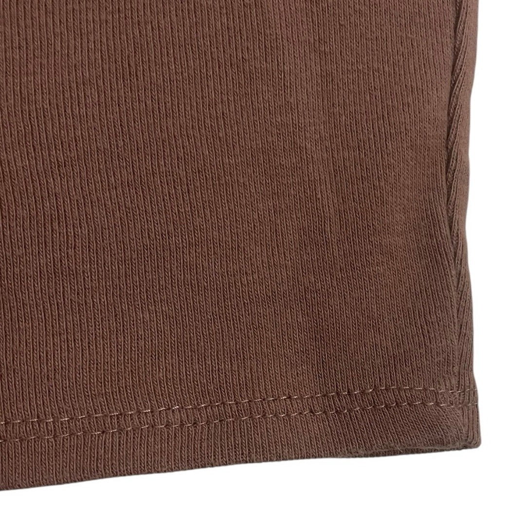 Full Tilt Detroit Motors Brown & Cream Ribbed Cropped Graphic Top