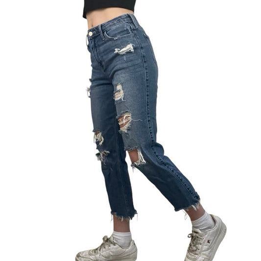 Hollister High-Rise Slim Straight Vintage Stretch Distressed Jeans