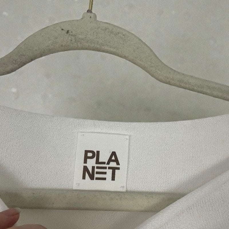 Planet White Long Sleeve Ribbed Hem Top