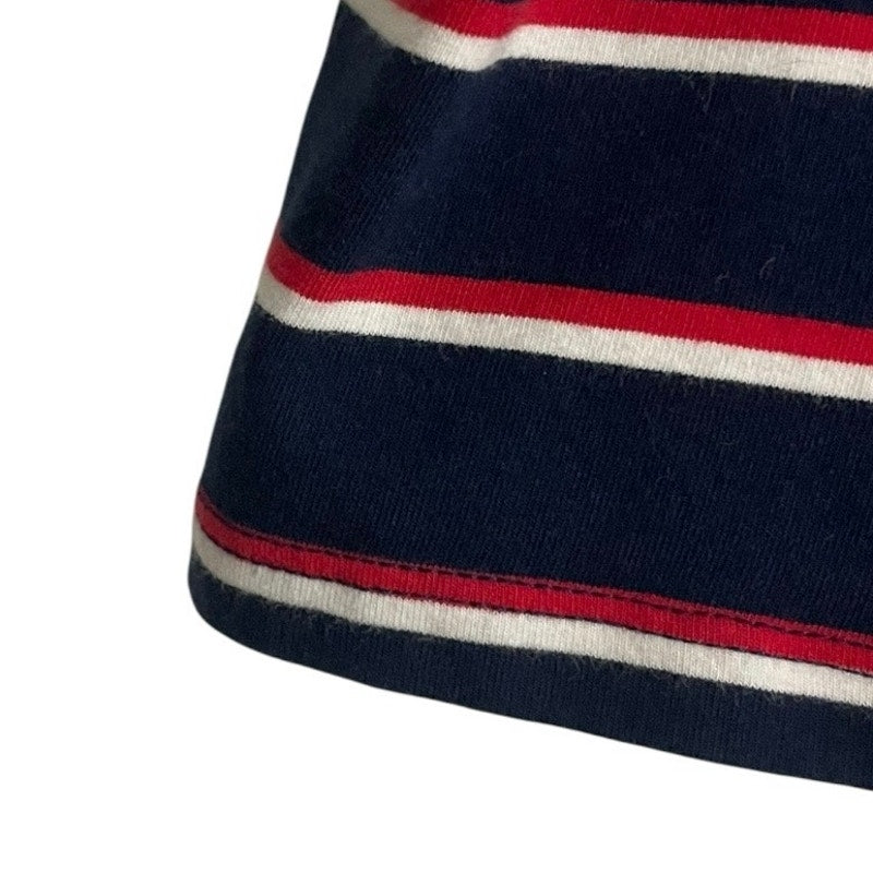 Divided Navy Blue & Red Striped Cropped Tank Top