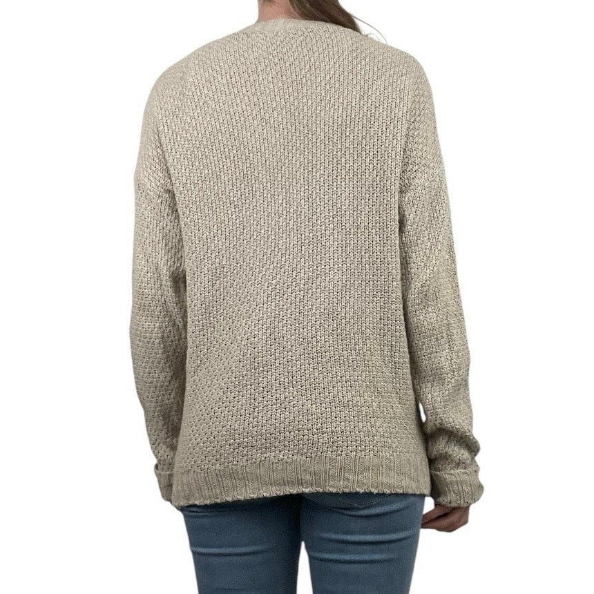Nasty Gal Tan Knit Long Button Down Cardigan Sweater