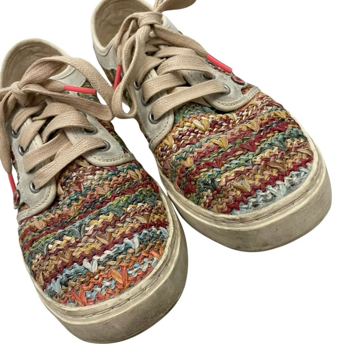 Satorisan Proudly Imperfect Colorful & Beige Woven Knit Lace Up Sneakers