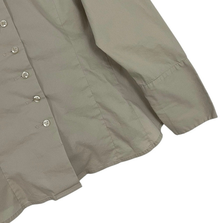 Willi Smith Stretch Beige Button Down Collared Blouse