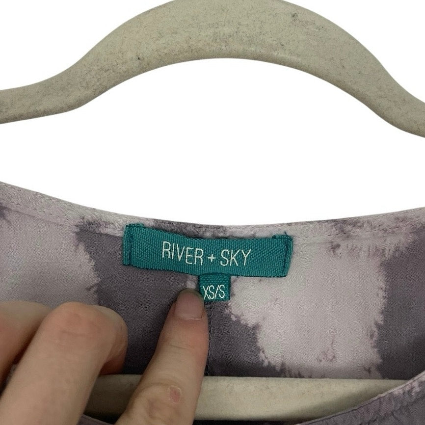 River + Sky Grey & White Tie-Dye Cold Shoulder Blouse