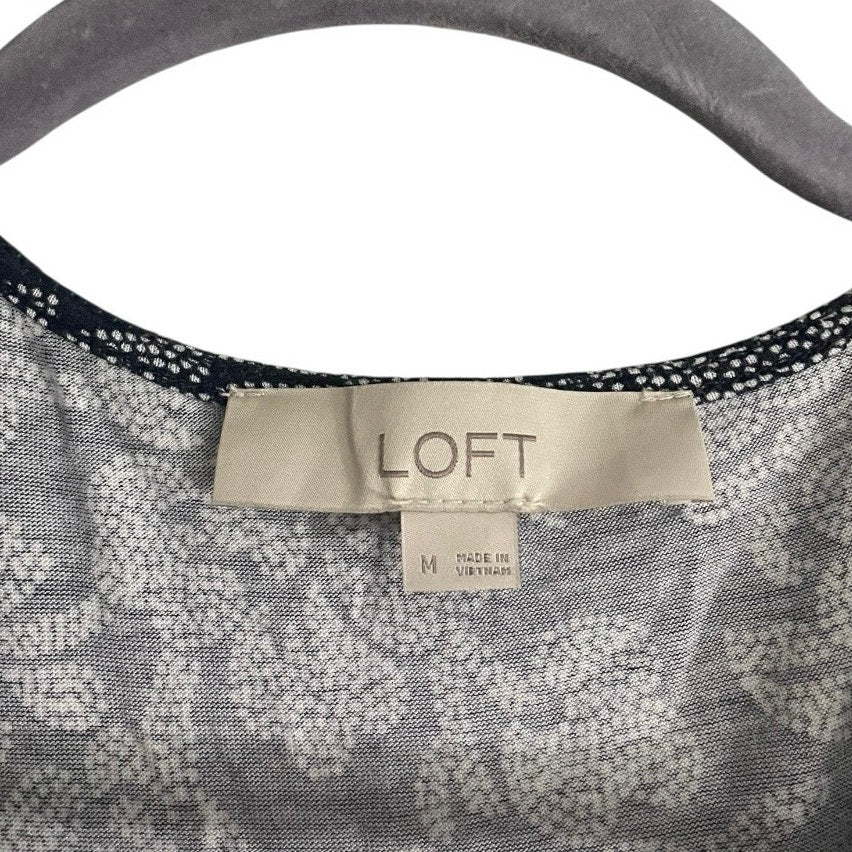 LOFT Navy Blue & White Floral Wrap Mini Dress