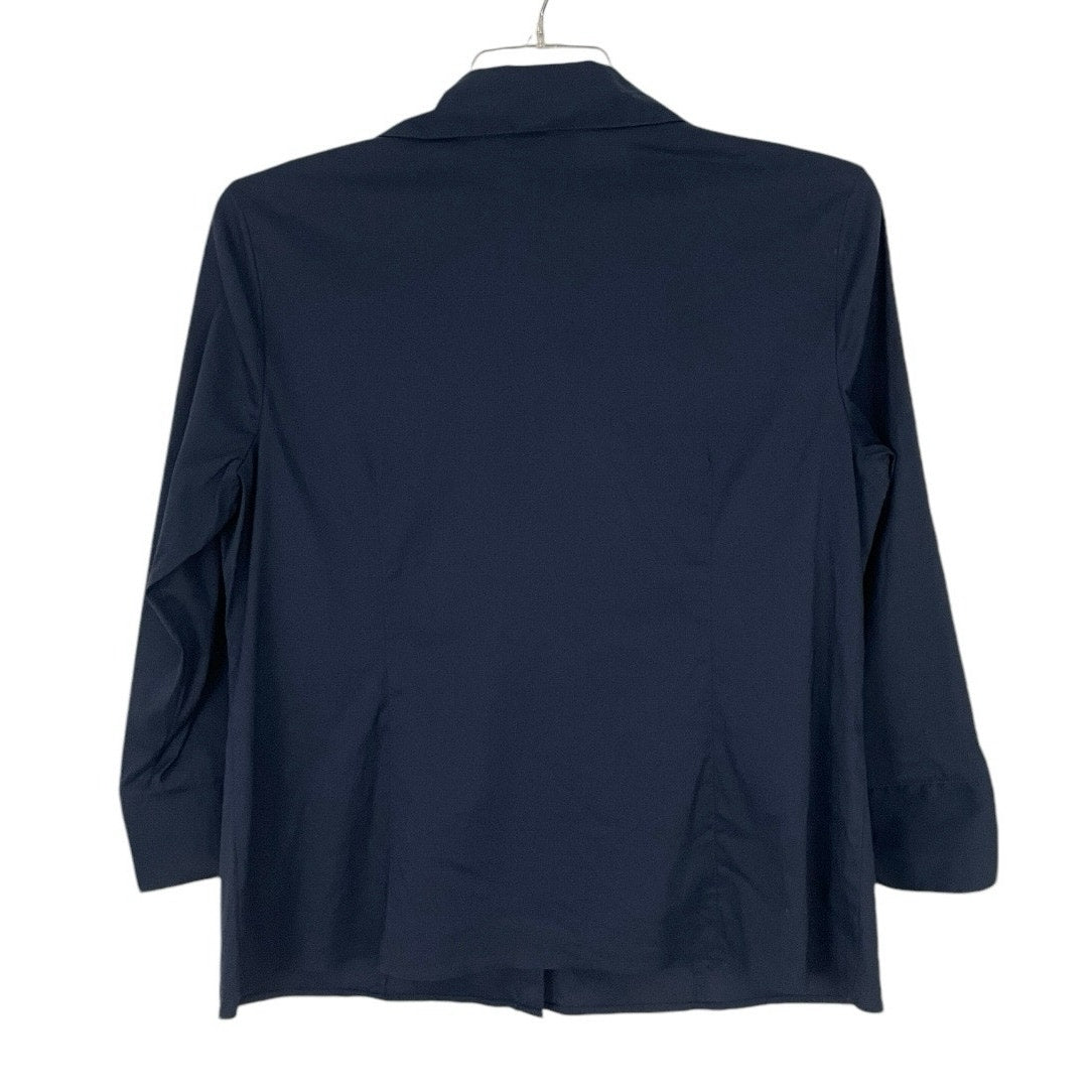 Talbots Navy Blue Stretch Long Sleeve Button Down Blouse
