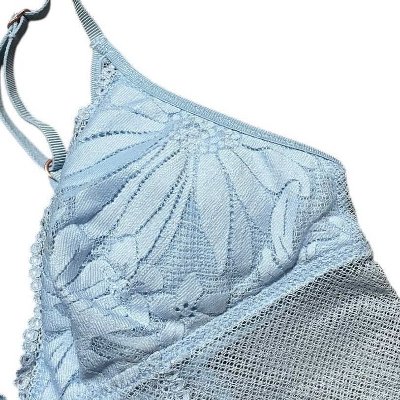 Aerie Blue Floral Lace Padded Bralette
