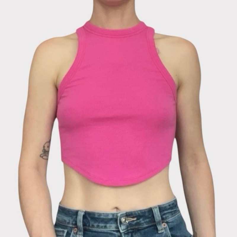 Lululemon Athletica Pink Ribbed Cropped Tank Top