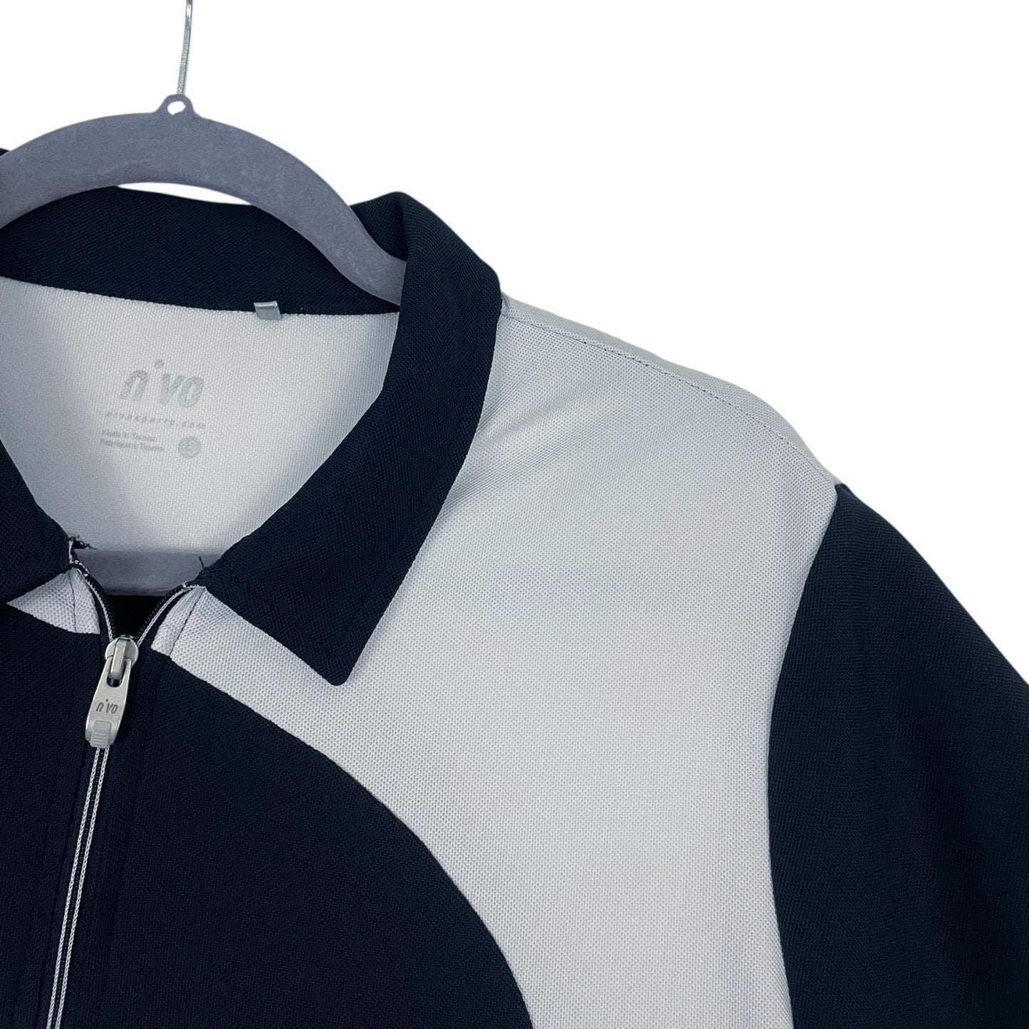 Nivo Sport Navy Blue & White Short Sleeve Active Quarter Zip Polo Golf Shirt