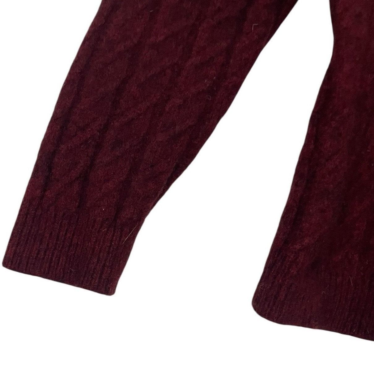 Eddie Bauer Vintage Maroon Cable Knit Lambs Wool Crewneck Sweater