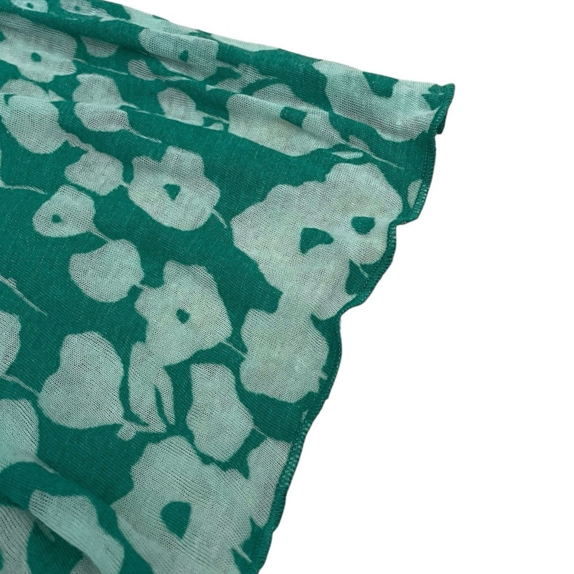 Teal Sheer Floral Print Long Scarf