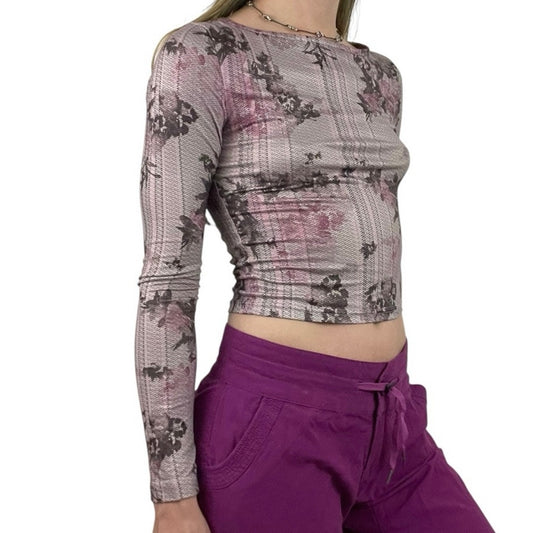 Soft Pink & Purple Floral Print Long Sleeve Top