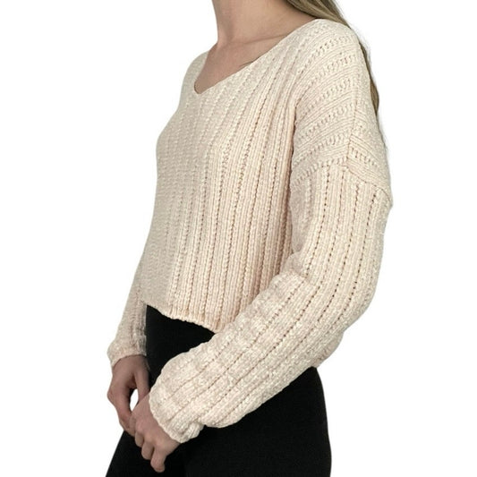 L.A. Hearts Light Pink Knit Crushed Velvet Sweater